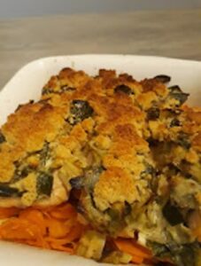 Crumble de saumon aux poireaux