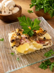 Gratin de champignons au bacon